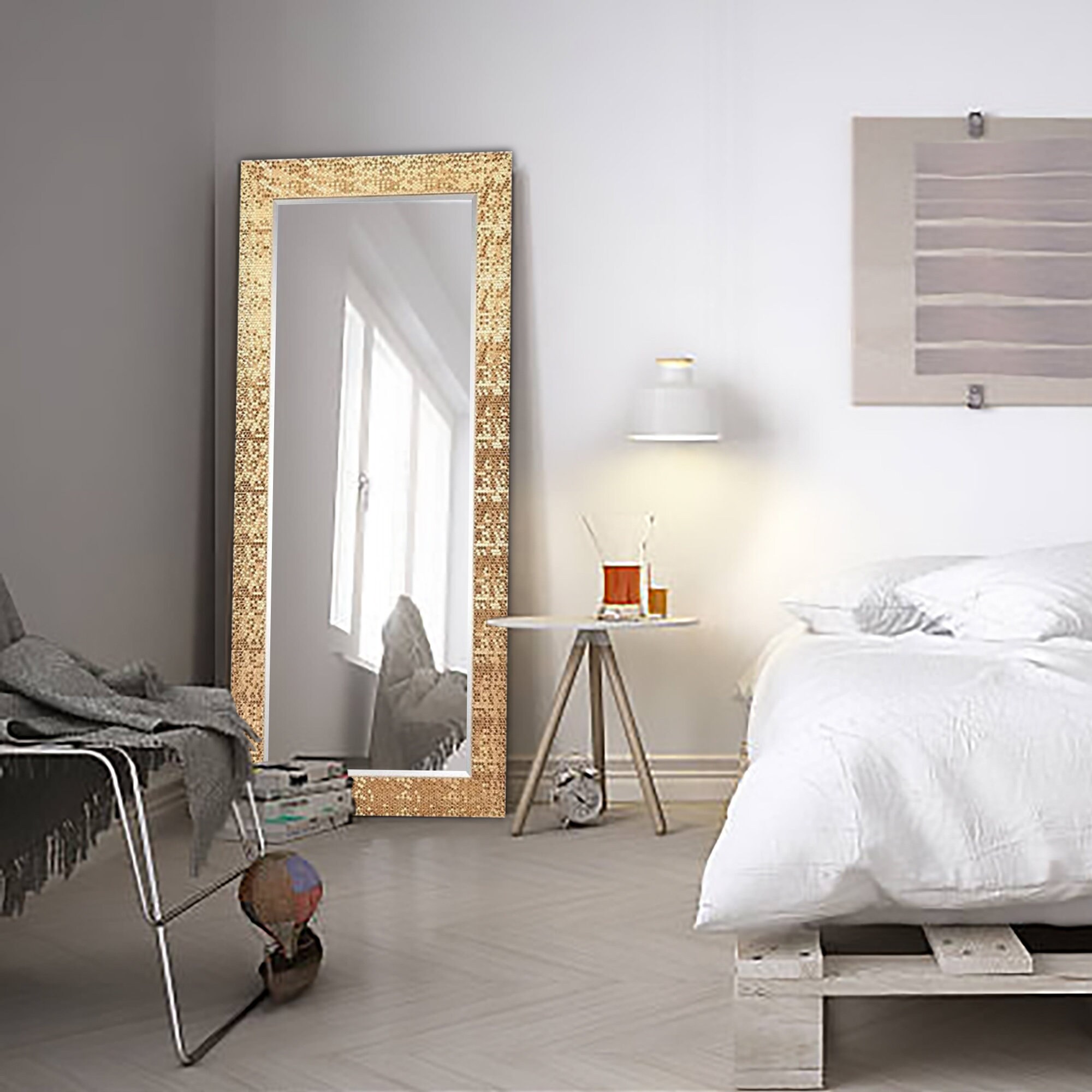 Mosaic Style Full Length Floor Mirror Copper Vintage Style Mirror