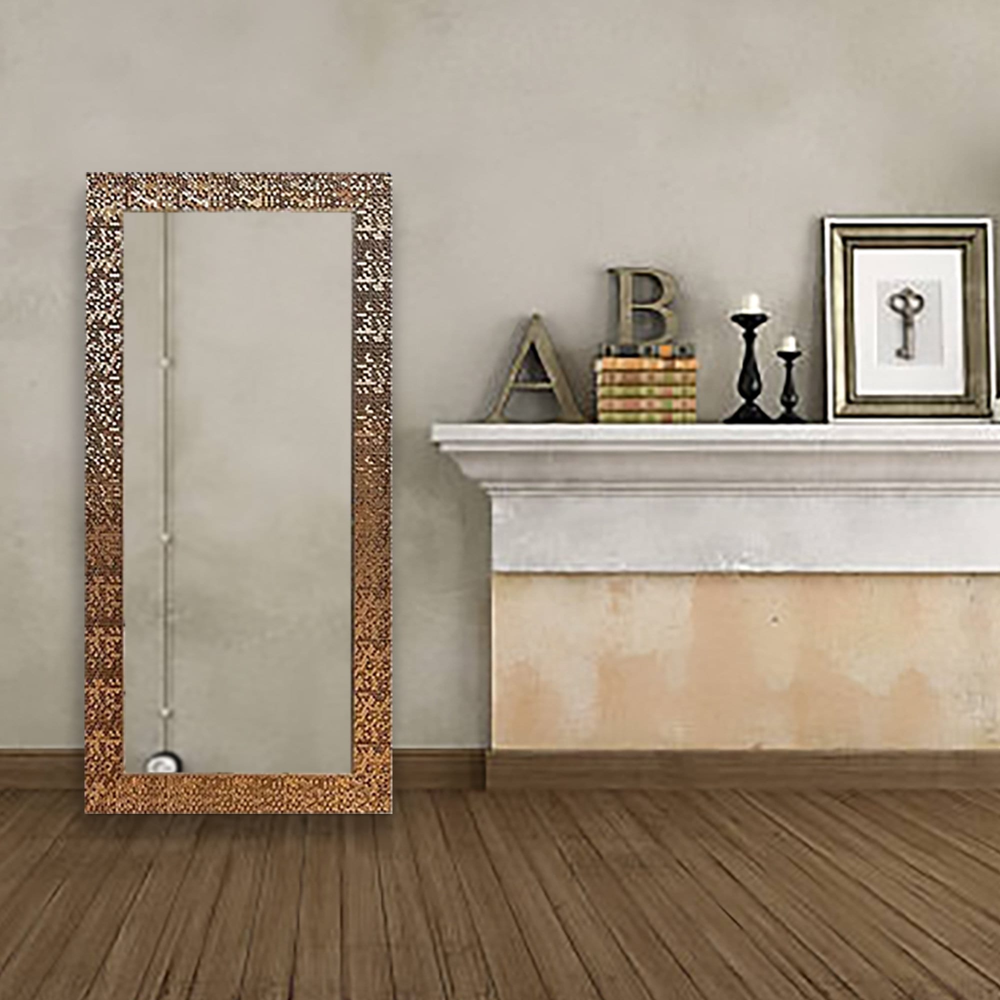 Mosaic Style Full Length Floor Mirror Copper Vintage Style Mirror