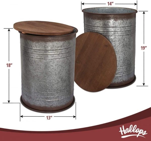 Farmhouse Accent Side Table Galvanized Rustic End Table. Metal