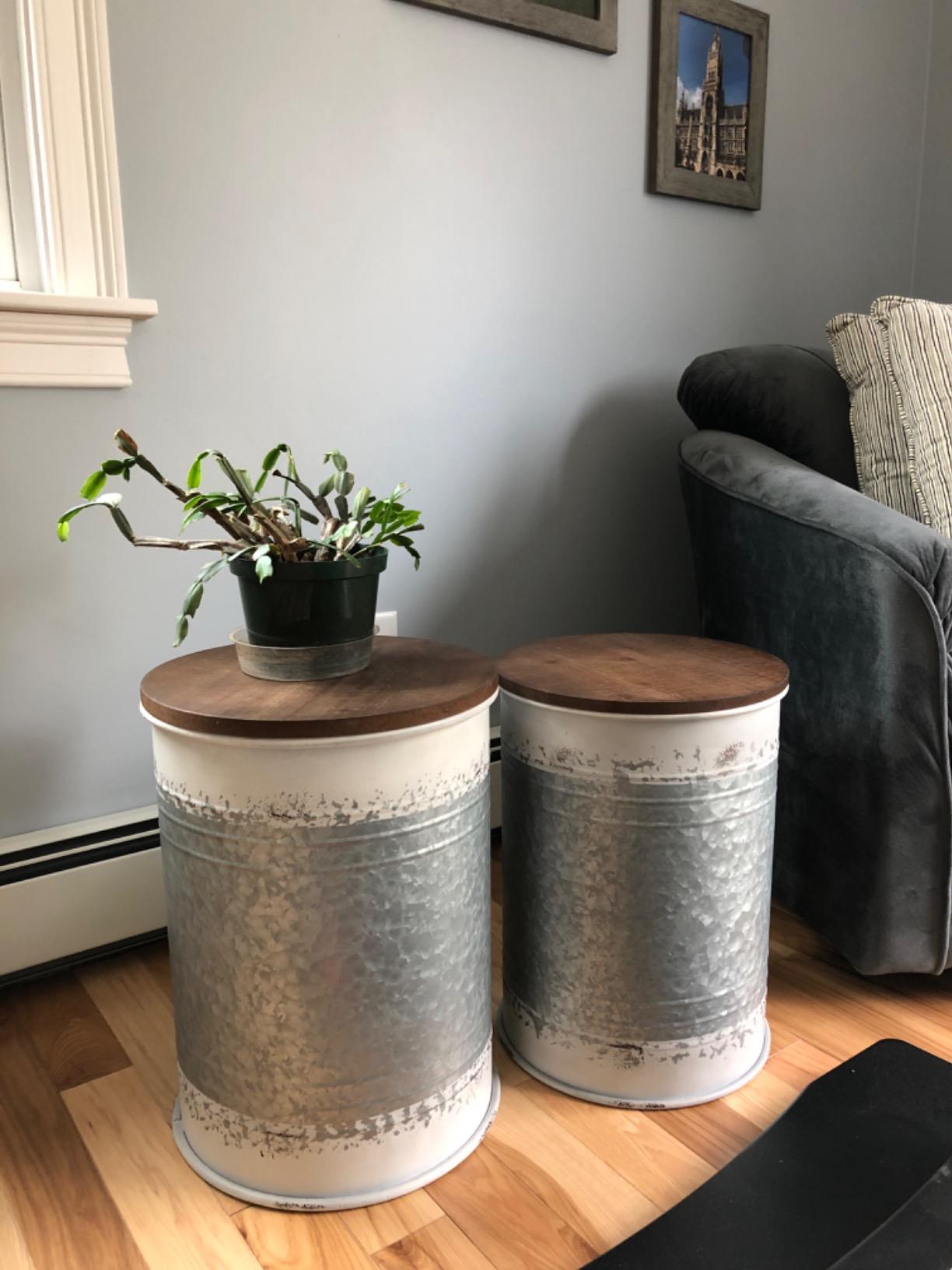 Farmhouse Accent Side Table Galvanized Rustic End Table. Metal